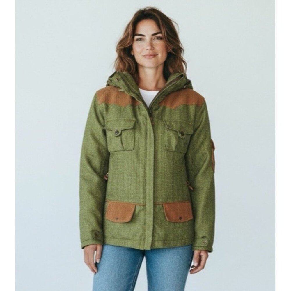 Obermeyer Women's 5 Tweaked Textured Hooded Jacket Snowboard Green